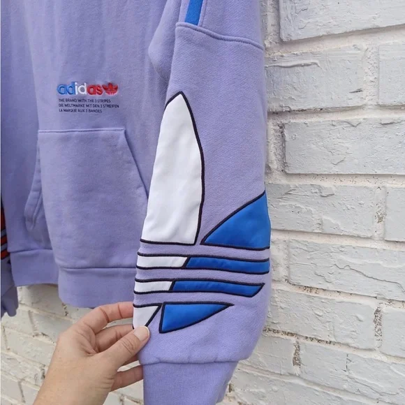 Adidas Tricolor Hoodie Lavender Trefoil Small Pullover - Picture 4 of 13